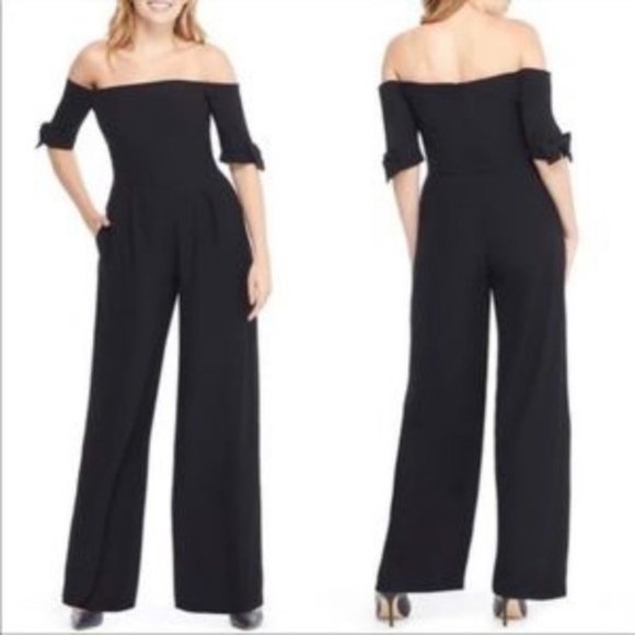 Gal Meets Glam Meredith Off-the-Shoulder Wide Leg  Jumpsuit in black - Picture 14 of 14